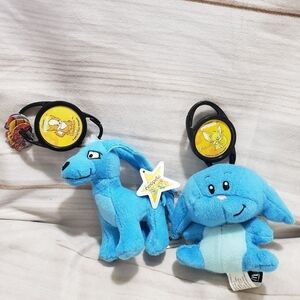 Neopets Plush Backpack Clip Keychains Blue Gelert Kacheek 4" 2005 McDonald's